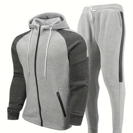 Velcano Trainingsanzug Set mit Kapuze und Reißverschluss – Zweiteiliges Freizeit Set