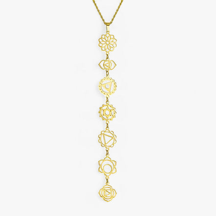 Freyaluna Damen Halskette mit Chakra-Steinen und Göttinnen-Anhänger
