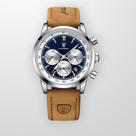 Dorello Herren Armbanduhr mit Lederarmband und Leuchtanzeige