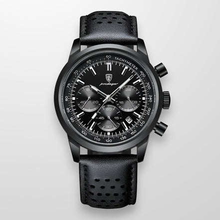 Dorello Herren Armbanduhr mit Lederarmband und Leuchtanzeige