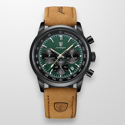 Dorello Herren Armbanduhr mit Lederarmband und Leuchtanzeige