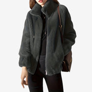 Damen Fleecejacke mit Stehkragen, Reißverschluss und Seitentaschen – Veloura