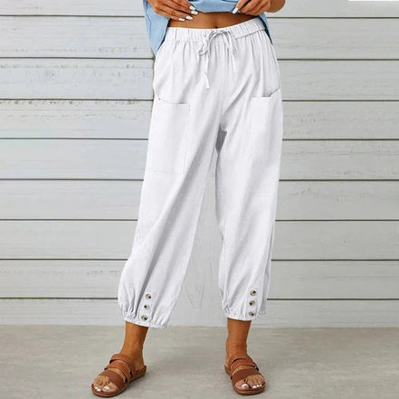 Norvella Damen Hose mit hoher Taille und Kordelzug