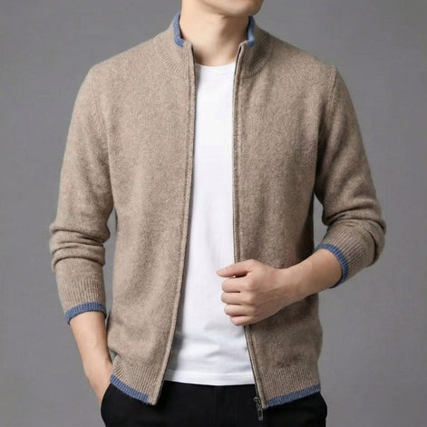 Larevo Herren Strickpullover mit Reißverschluss