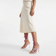 Florencia Damen Sandalen mit Knöchelriemen und floralem Detail