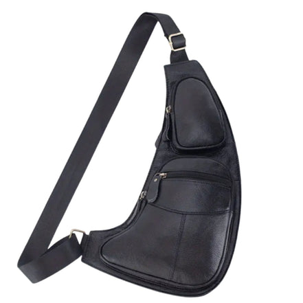 Corvian Schultertasche aus Leder mit mehreren Reißverschlussfächern und verstellbarem Gurt