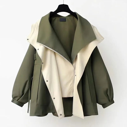Calviro Trenchcoat mit Kapuze und Knopfverschluss in langer Passform für Alltag und Freizeit