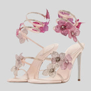 Florencia Damen Sandalen mit Knöchelriemen und floralem Detail