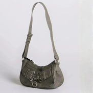 Denim Schultertasche mit verstellbarem Gurt und Reißverschluss