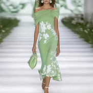 Mirella Damen Kleid mit Off-Shoulder-Ausschnitt und Blumenmuster