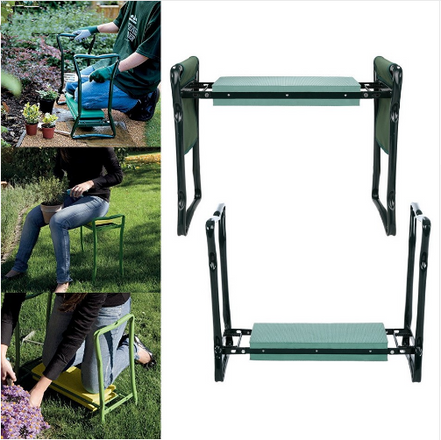 GardenMate Klapphocker mit Werkzeugtasche – Praktische Sitzhilfe für Gartenarbeiten