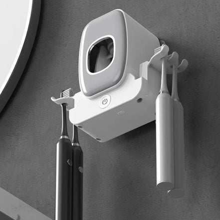 CleanDock Pro Zahnbürstenhalter – Wandmontage mit integrierter Zahnpastaspender-Funktion