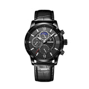Davidor Herren Armbanduhr mit Lederarmband und rundem Zifferblatt