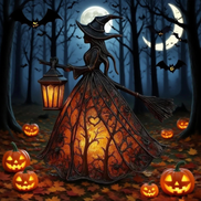 Halloween Hexenlampe mit LED-Beleuchtung – Lumira