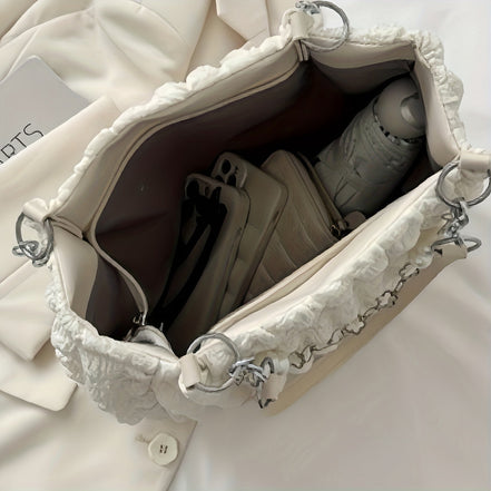 Bellevo Plaid Canvas Tote Bag – Karierte Schultertasche mit Reißverschluss