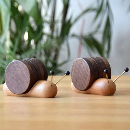 Snailora Holz-Untersetzer mit Schneckenform für Tassen