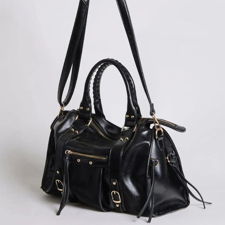 Ravina Schultertasche – Handtasche mit Reißverschluss, Doppelgriffen und verstellbarem Riemen