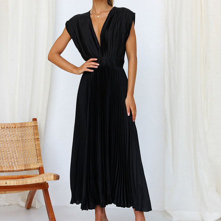 Elvara Kleid – Damen ärmelloses V-Ausschnitt Kleid aus Polyester