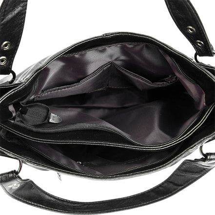 Marvella Handtasche Damen Leder Reißverschluss verstellbarer Gurt Tasche mit Innenfach