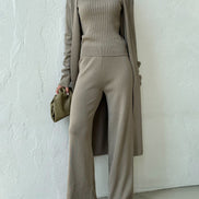 Selviora 3-teiliges Set mit Mantel Hose und Pullover in lockerer Passform für Alltag und Freizeit