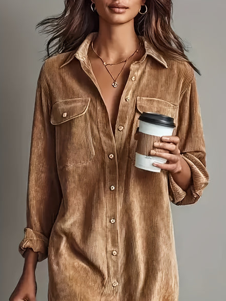 Cordalia Midi-Tunikakleid – Lockere Cord-Optik mit Brusttaschen