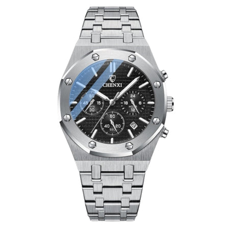 Aaronix Herren Armbanduhr mit rundem Zifferblatt und Stahlarmband