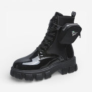 Velmora Damen Ankle Boots mit Schnürung und kleiner Tasche