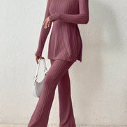 Elegantes Zweiteiler-Set – Rundhals-Oberteil und Hose