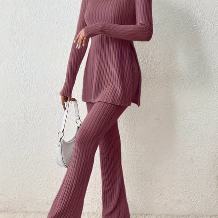 Elegantes Zweiteiler-Set – Rundhals-Oberteil und Hose