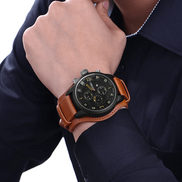 Calvero Herren Armbanduhr mit Lederarmband und Quarzwerk