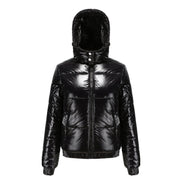 Damen Pufferjacke mit Kapuze und Glanzfinish – Mireva