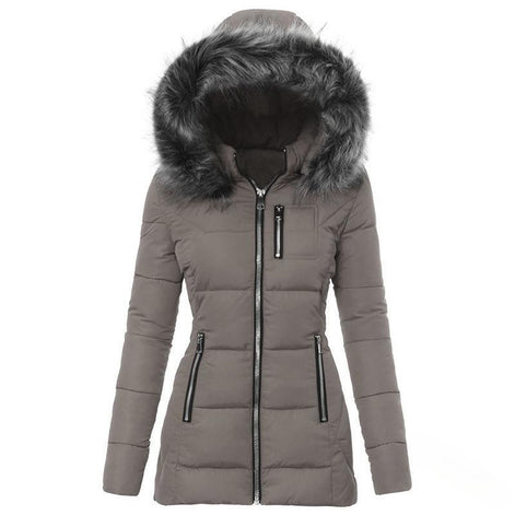 Damen Winterjacke mit abnehmbarem Kunstfellkragen – Varelia