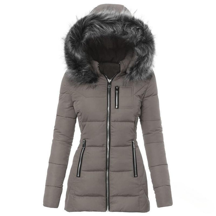Damen Winterjacke mit abnehmbarem Kunstfellkragen – Varelia