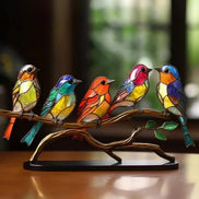 Tischlampe aus Buntglas in Vogelform