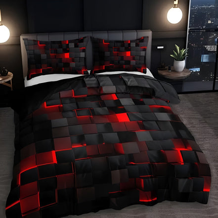 GEOMATRIX Bettbezug-Set 160x200 – Futuristisches Design Mit Atmungsaktivem Komfort 0