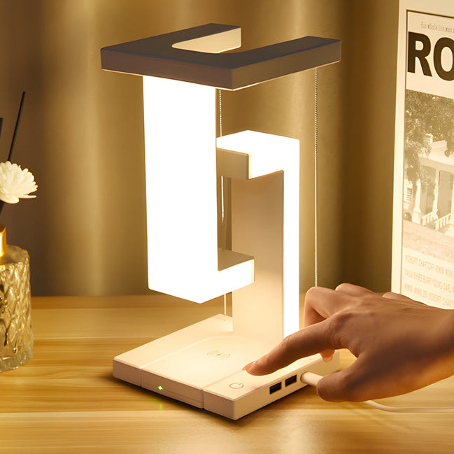 GlideLite Schwebende LED-Tischlampe – Modernes Design Mit Kabellosem Laden 0