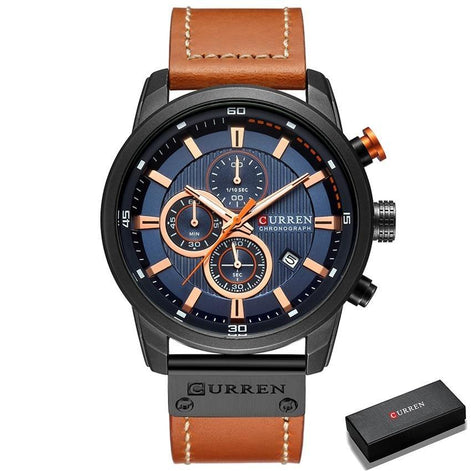Herren Quarzuhr mit Lederarmband und Chronographenfunktion