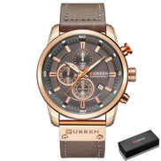 Corvello Herren Armbanduhr mit Lederarmband und Chronographenfunktion