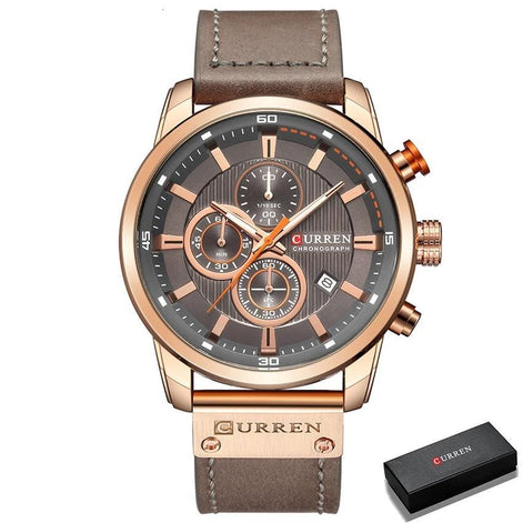 Herren Quarzuhr mit Lederarmband und Chronographenfunktion