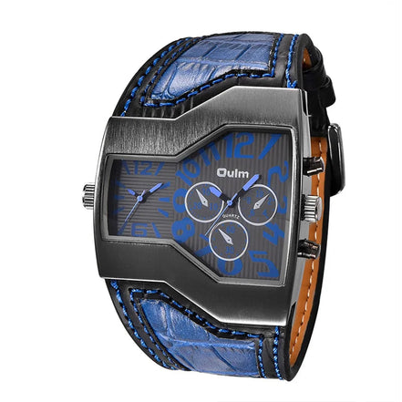Quarz-Armbanduhr mit zwei Zeitzonen und PU-Armband – Chronexa