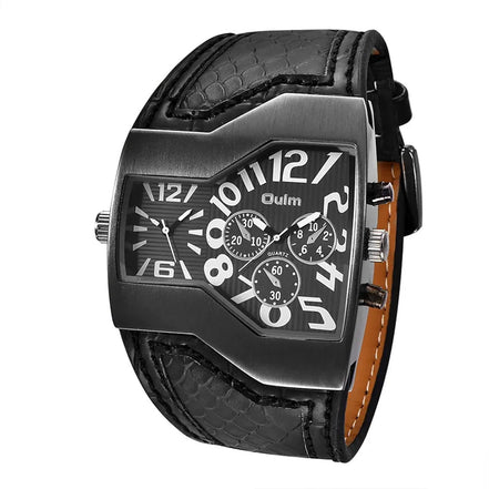 Quarz-Armbanduhr mit zwei Zeitzonen und PU-Armband – Chronexa