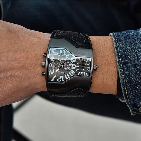 Quarz-Armbanduhr mit zwei Zeitzonen und PU-Armband