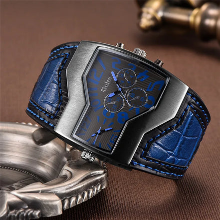 Quarz-Armbanduhr mit zwei Zeitzonen und PU-Armband – Chronexa