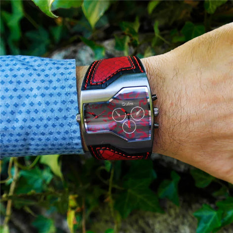 Quarz-Armbanduhr mit zwei Zeitzonen und PU-Armband
