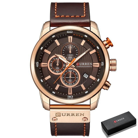 Herren Quarzuhr mit Lederarmband und Chronographenfunktion