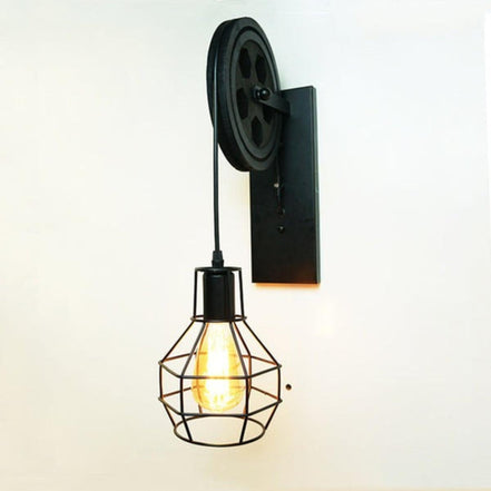 Industrielle Retro-Wandleuchte Pulley-Design – Stilvolle Vintage-Atmosphäre Schaffen 1