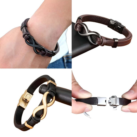 Javero Herren Armband mit Unendlichkeits Symbol und Verstellbarem Verschluss