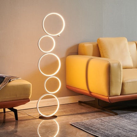 **LED-Stehlampe Nordisches Ring-Design – Stilvolle 360-Grad-Beleuchtung** 0