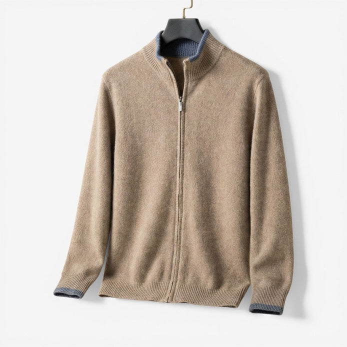 Larevo Herren Strickpullover mit Reißverschluss