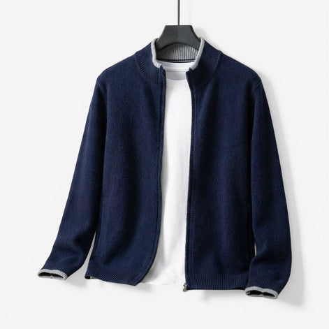 Larevo Herren Strickpullover mit Reißverschluss